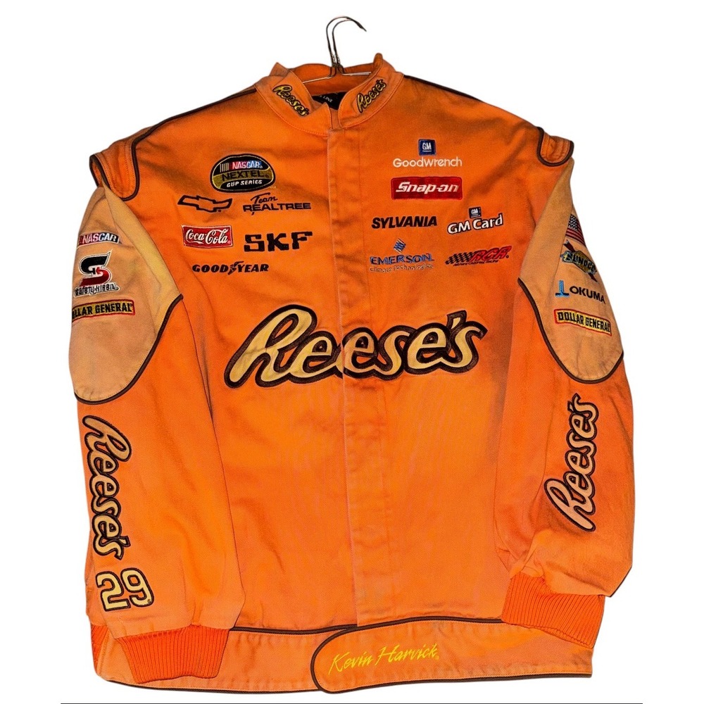 Chase Authentics Kevin Harvick 29 Reese's NASCAR Racing Jacket Orange Mens 3XL